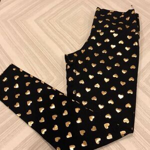 DYI Black with Gold Metallic Hearts Leggings